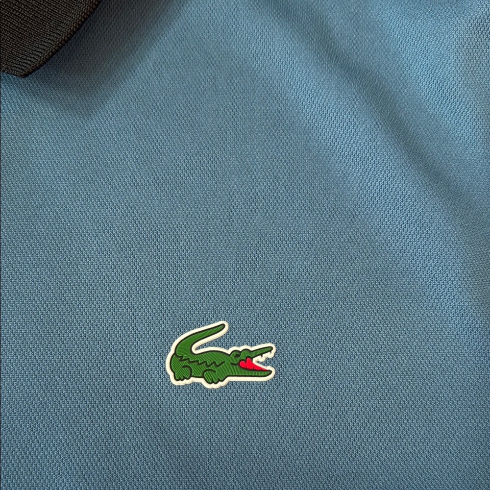 Lacoste Blue and White Polo Shirt with Color-Block Design - Picture 3 of 5